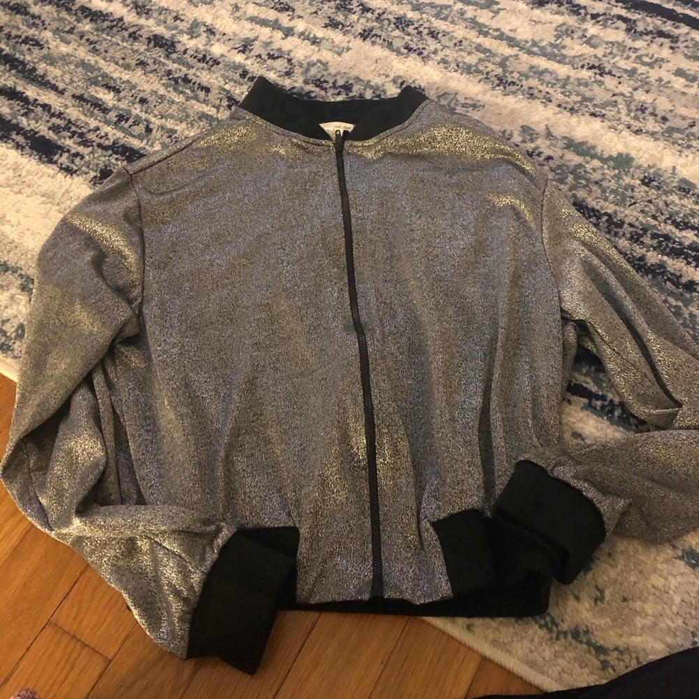 Silver zip up shirt/jacket